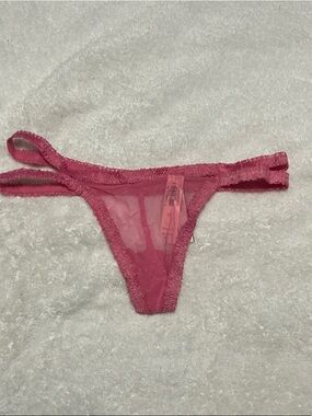 Victoria's Secret Hot Pink Sheer Thong with Double Side Straps